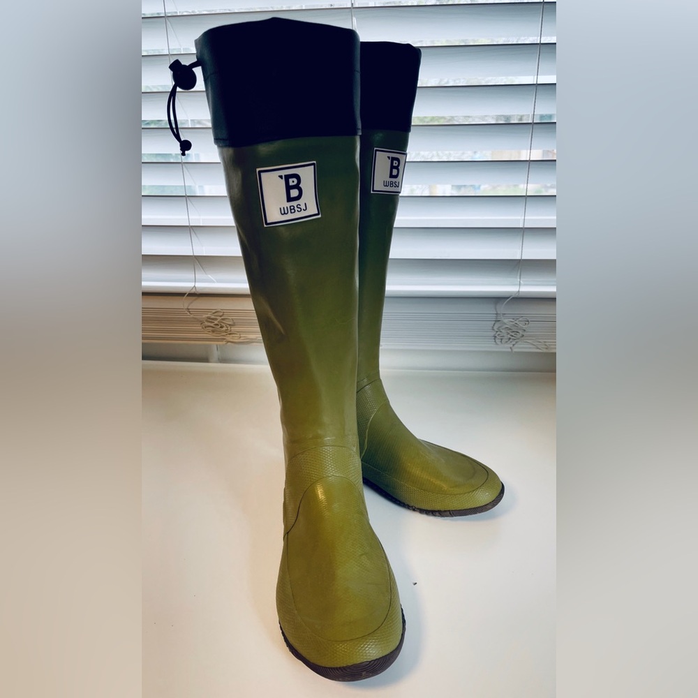 WBSJ Wild Bird Society of Japan Rubber Rain Boots Olive Green Sz. LL/W 9.5-10.5 - Picture 2 of 8
